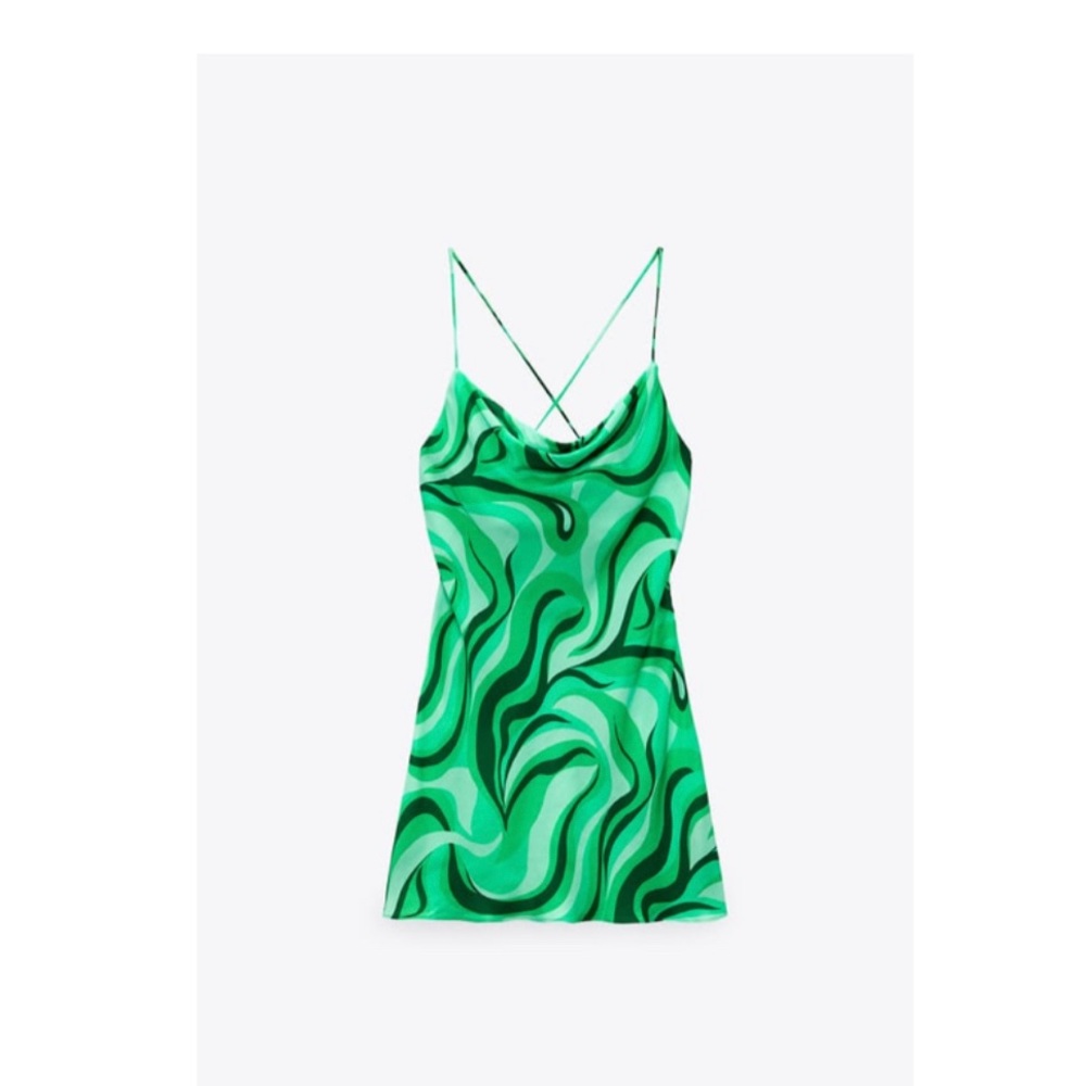 Zara swirl satin slip mini dress